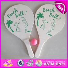 Hot New Product for 2015 Wooden Beach Racket Set, Summer Sports Game Beach Paddle, Beach Rackets, 2PCS Racket with 1 Ball W01A112